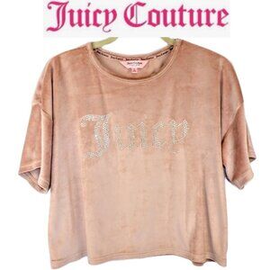 Juicy Couture Short Sleeve Dusty Pink Bling Velour Sleep/Lounge Top Size Large